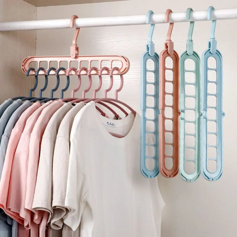 9-Hole Wardrobe Storage Rack Multifunctional Foldable Clothes Drying Rack Storage Clothes Rack Space-saving Clothes Hanger