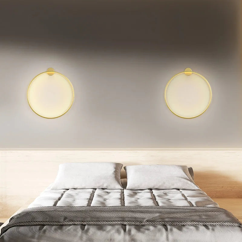 Minimalist LED Circle Background Wall Lamp Home Indoor Decor Wall Sconces Living Room Hall Hotel Wall Lights Bedside Light Black
