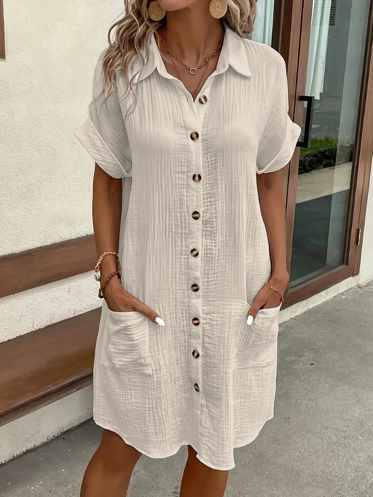 Fashion Casual Cotton Linen Style Dress Woman Short Sleeved Loose Dresses for Women Harajuku Long Shirts Ropa Mujer Vestido