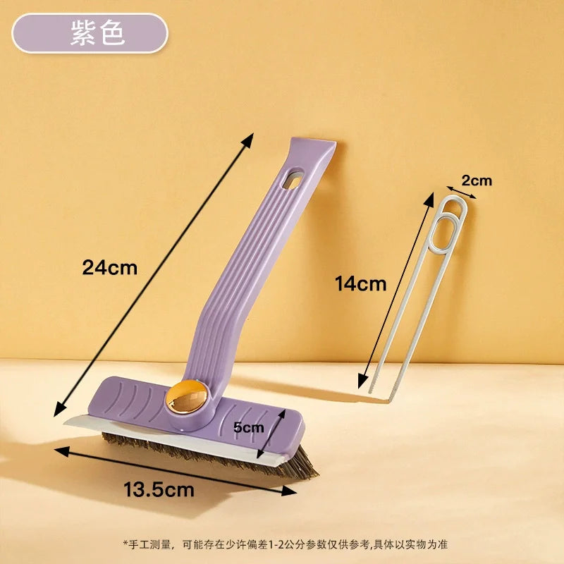 4 in 1 360° Rotating Hard Bristle Scrubber Multi-Purpose Tile Cleaning Brush with Clip Scraper for Bathroom Kitchen Floors