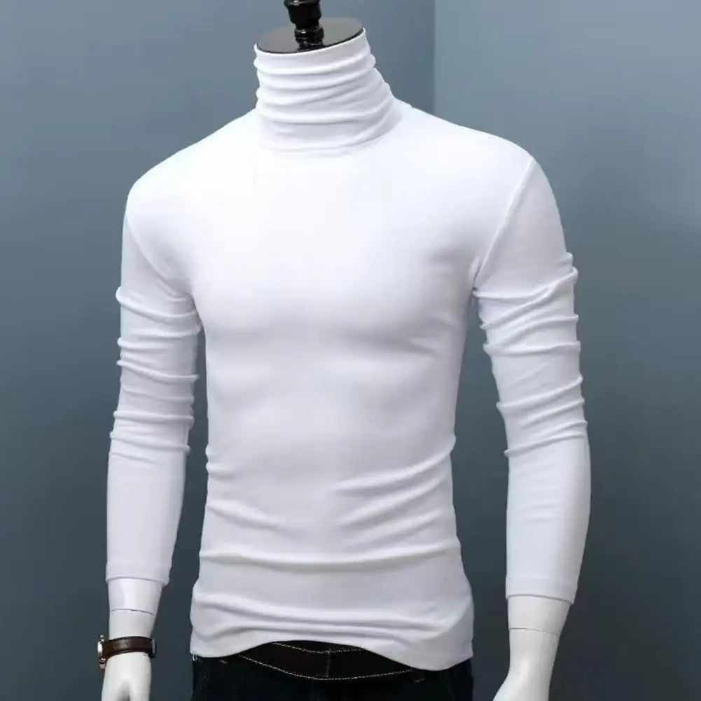 Fall Winter Men Turtleneck Top Long Sleeve Base Shirt Slim Fit Pullover Casual Warm Tee for Cold Weather Slim Fit Men Top