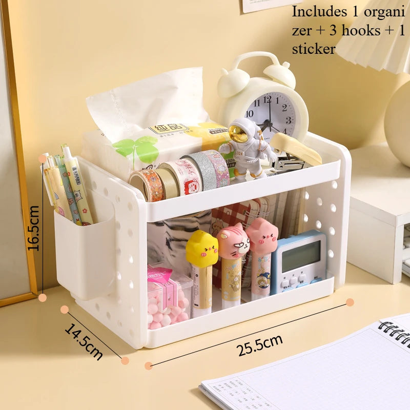 Multi-functional 3-tier Desktop Organizer, Desktop Shelf, Hole Board, Pen Holder Office Desk Organizer, Desk Desk Organizer