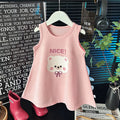 2026 New 1-6Y Childrens Dress Cute Cartoon Printed Sleeveless Girls Dress Pure Color Loose A-line Skirt for Girls