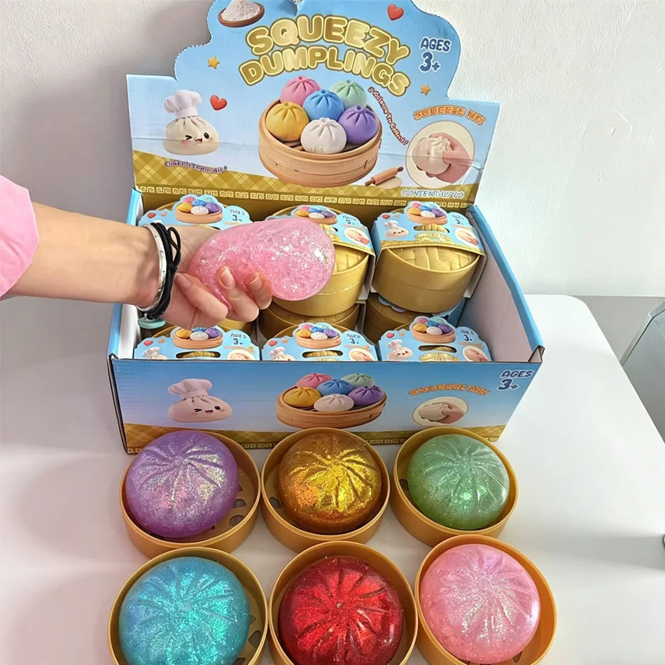 Glitter Dumpling Glitter Dumpling Squishy with Box Dumplings Sensory Squeeze Toy for Stress Relief