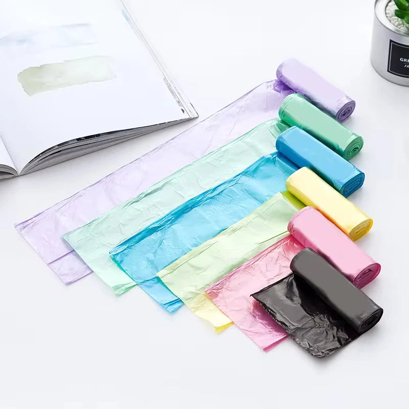 5rolls/pack Multiple Colors Portable Plain Garbage Trash Bag Garbage Can Liners For Bathroom Restroom Bedroom Office Toilet