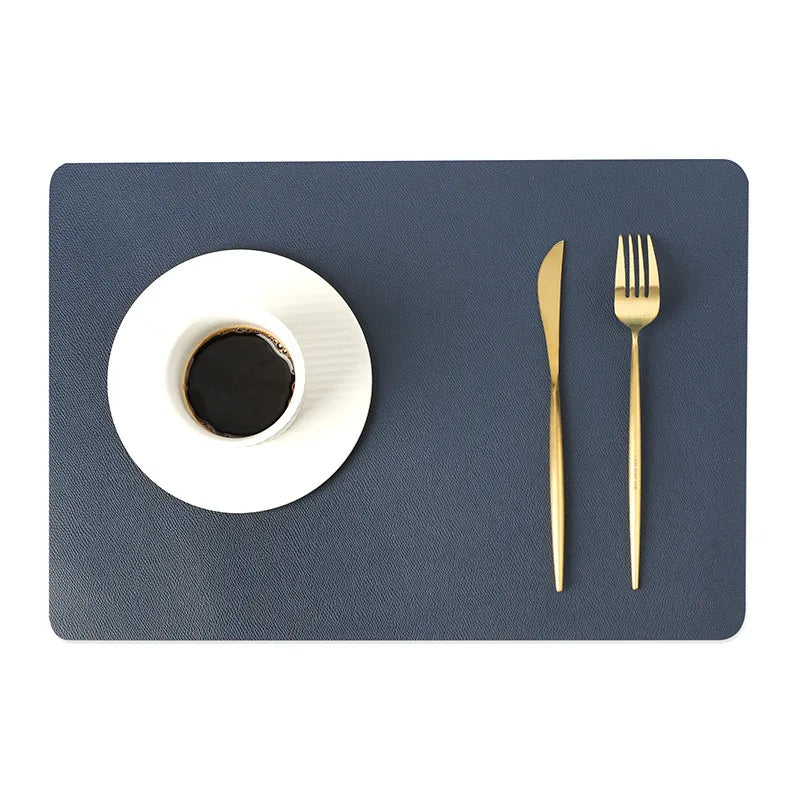 INS Nordic Solid Double Sides Leather Dining Mat Heat Insulation Placemat Home Waterproof Oil Proof Hotel Rectangle Pad