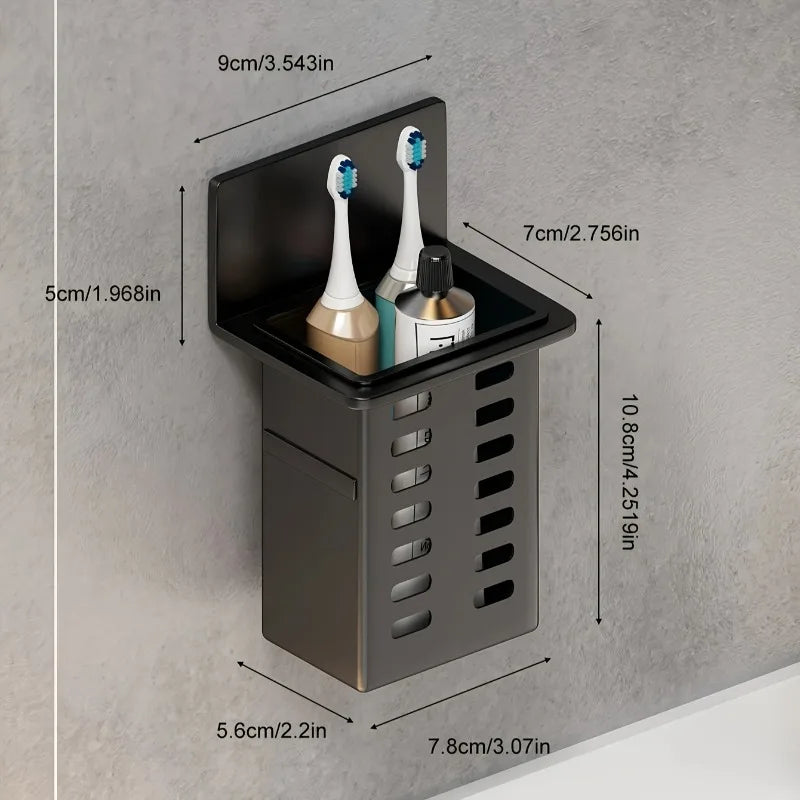 Wall Mounted Storage Holder 1Pc Hanging Bracket Box for Bathroom Toiletries Kitchen Office Adhesive or Screw Mount Sturdy