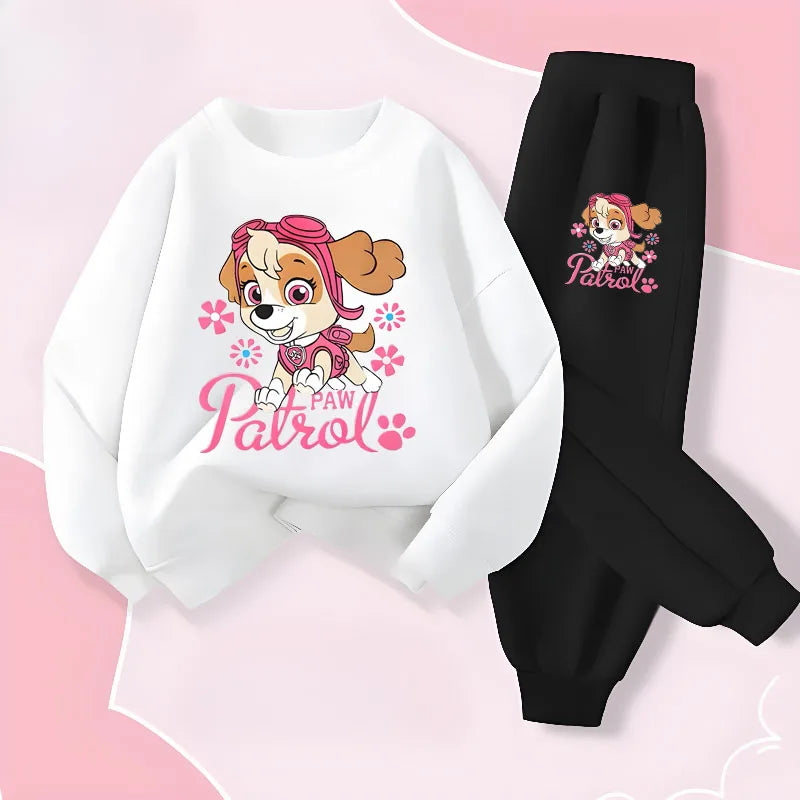 Spring New PAW Patrol Long Sleeved Girls' Top Long Pant Two Piece Suit Children's Casual Hoodies Sets Kids Casual Sweatsuit