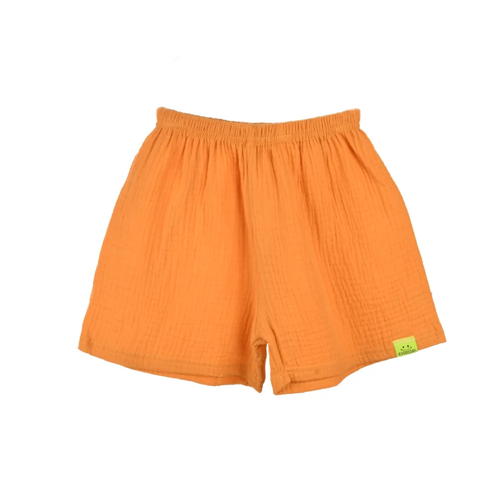 New Summer Children's Pure Cotton Shorts Fashion Solid Color Beach Shorts Kid's Casual Outing Shorts Age 2-10