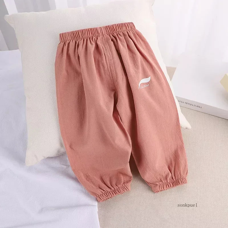 New Children's Anti-mosquito Pants Summer Baby Air Conditioning Bloomers Boys and Girls Cotton and Linen Pants