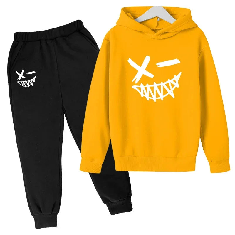 Evil Smile Printed 2025 Baby Summer Clothes for Children From 1 to 12 Years Kids Clothes Boys Child Sets Suit for Girls Boy Set
