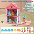 Girl Doll House Toy 3d Assembly Dollhouse Diy Mini Toy Accessories Villa Princess Pink Castle Children Pretend Birthday Gift