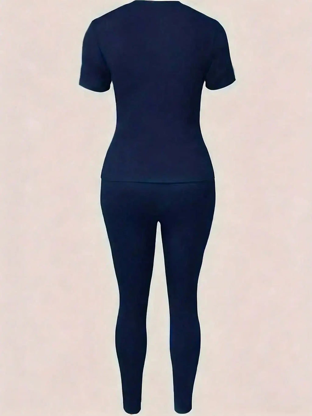 2026 women's new Paris printed two-piece set, casual short sleeved round neck T-shirt and tight pants long pants set