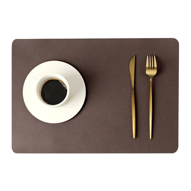 INS Nordic Solid Double Sides Leather Dining Mat Heat Insulation Placemat Home Waterproof Oil Proof Hotel Rectangle Pad