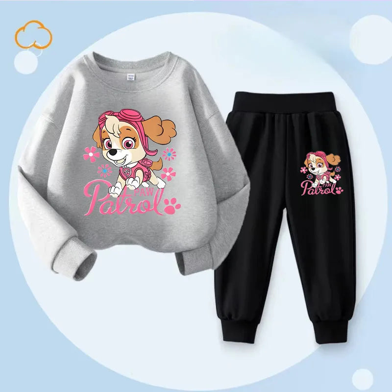 Spring New PAW Patrol Long Sleeved Girls' Top Long Pant Two Piece Suit Children's Casual Hoodies Sets Kids Casual Sweatsuit