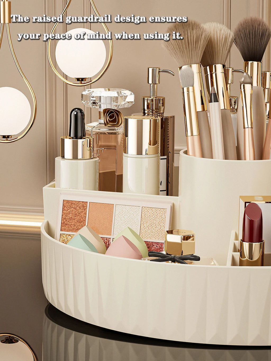 Rotating Cosmetic Storage Box, Multi - compartment Organizer for Lipsticks, Eyebrow Pencils & Brushes, Bathroom Skincare Storage