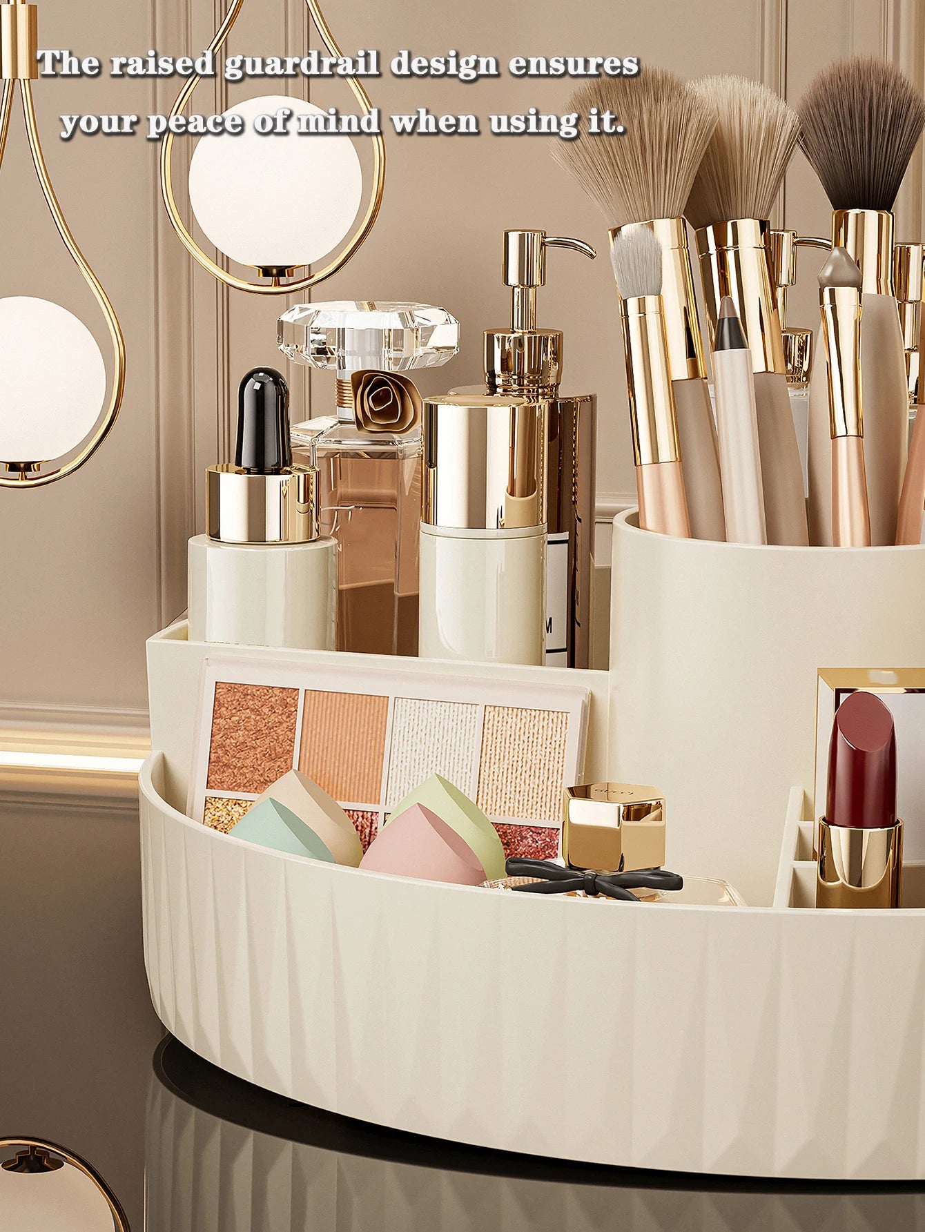 Rotating Cosmetic Storage Box, Multi - compartment Organizer for Lipsticks, Eyebrow Pencils & Brushes, Bathroom Skincare Storage