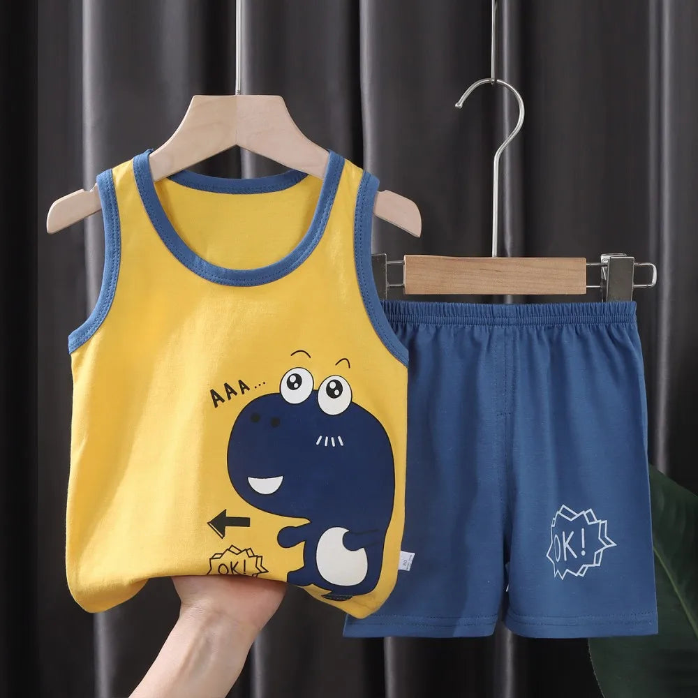 Fashion Kids Clothes Boys Girls Sets Top Shorts 2PCS 100% Cotton Soft Summer Children Baby Cloths T-shirt Shorts Toddler Suit
