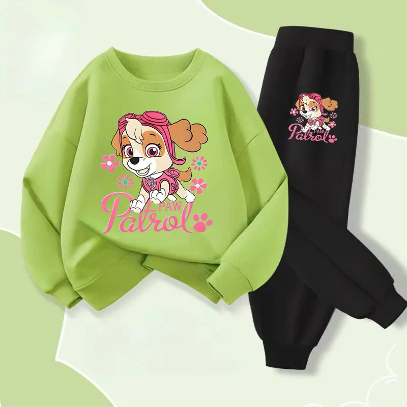 Spring New PAW Patrol Long Sleeved Girls' Top Long Pant Two Piece Suit Children's Casual Hoodies Sets Kids Casual Sweatsuit