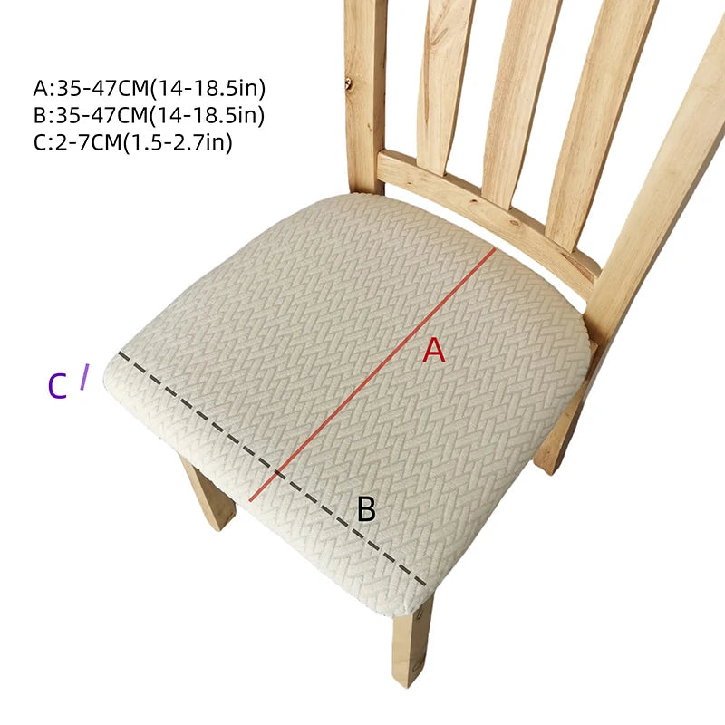 Thickened Chair Cover Solid Color Chair Seat Cushion Cover Suitable For All Seasons Jacquard Elastic Chair Cushion Cover For D