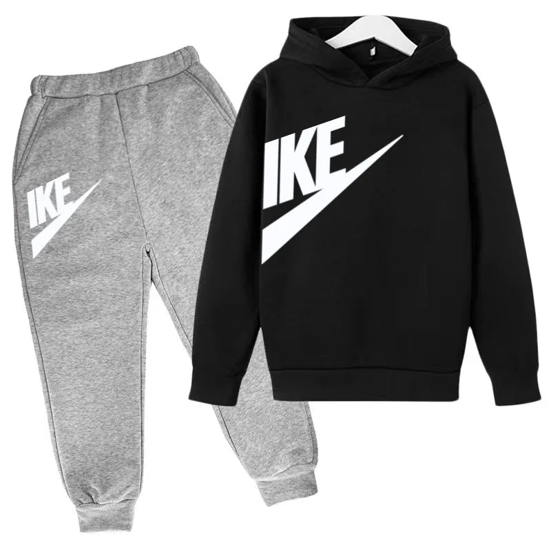 Kids Autumn Hoodie Letters Sports Pullover 3-12Years Coat Sweatshirt+Trousers Boy Girl Birthday Gift Clothes Leisure Fashion Set