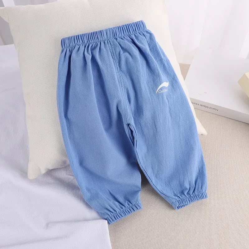 New Children's Anti-mosquito Pants Summer Baby Air Conditioning Bloomers Boys and Girls Cotton and Linen Pants