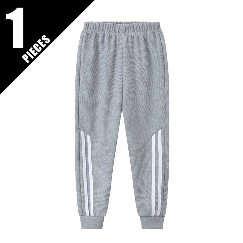 1/3 Piece Autumn And Winter Children's Waffle Solid Color Simple Basic Pants For Boys And Girls Sports And Casual Sweatpants