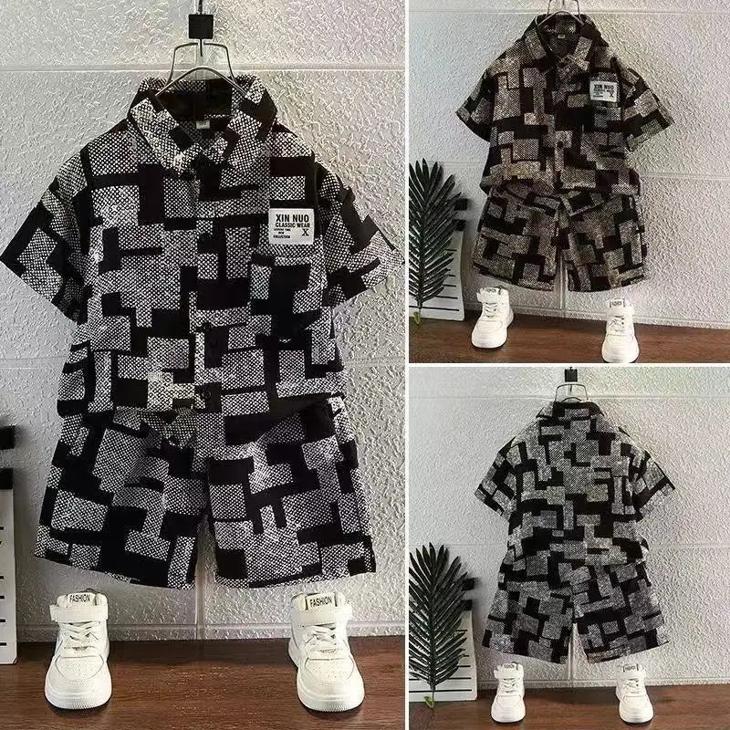 2025 New Children's Set Children's Top and Bottom Clothes Set Two Pieces Summer Outfit for Kids Boys Girls Loungewear Outfit