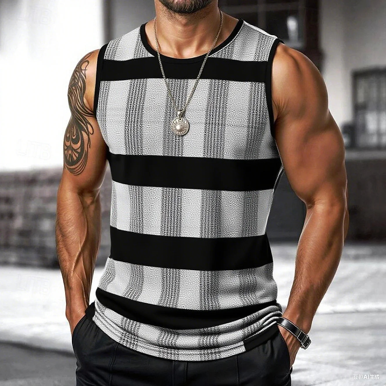 Retro Men's Vest Top 3D Print Plaid Striped Graphic Sleeveless Shirt Crew Neck Loose Streetwear Summer Fashion Casual Tank Tops