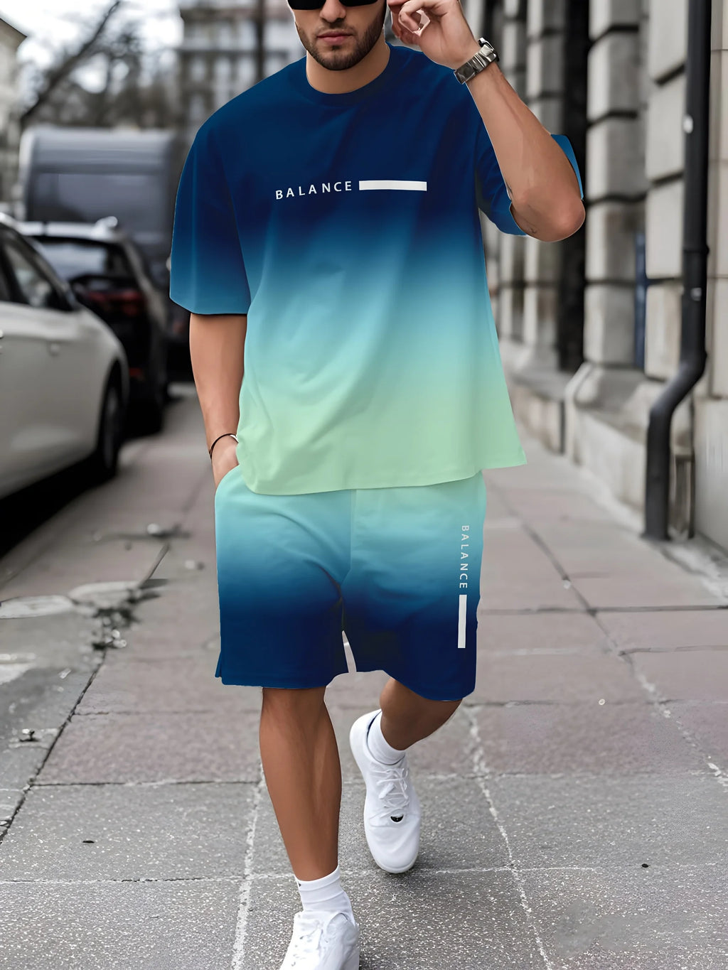 2026 New Men's Casual Short-Sleeve T-Shirt and Shorts Set Urban Street Style T-Shirt and Shorts Combo Men's Athletic Set