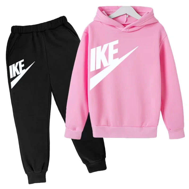 Kids Autumn Hoodie Letters Sports Pullover 3-12Years Coat Sweatshirt+Trousers Boy Girl Birthday Gift Clothes Leisure Fashion Set