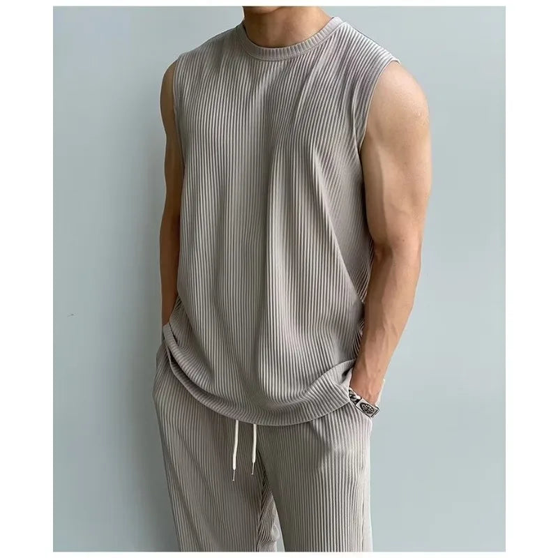 Sports Vest Set Men's Sleeveless T-shirt Men's Summer Fitness Quick-drying Loose Basketball Vest T