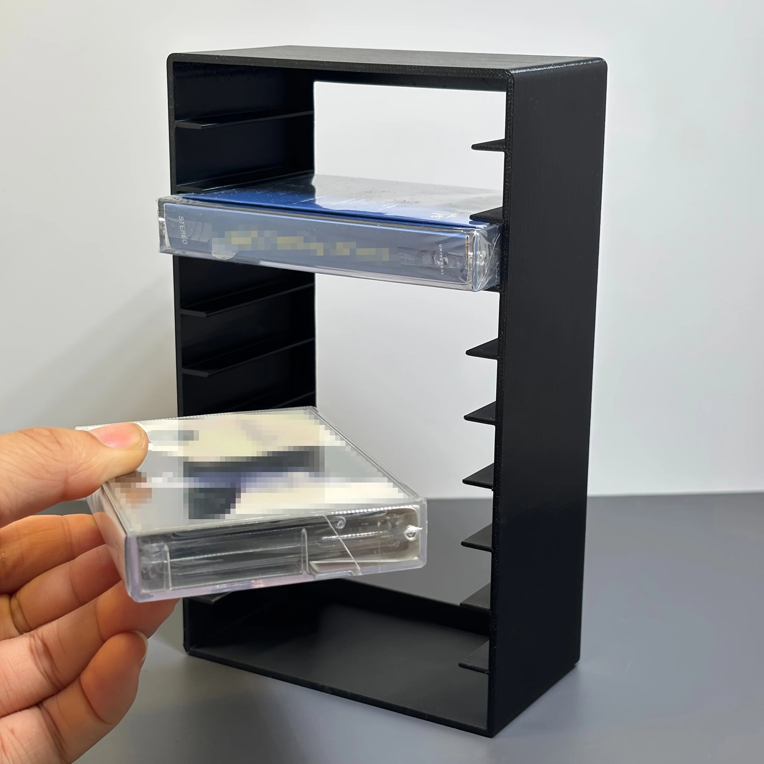 CD/DVD Media Storage Organizer 10 Grid Tape Storage Rack Durable Black Plastic Display Stands For Home And Office Organization