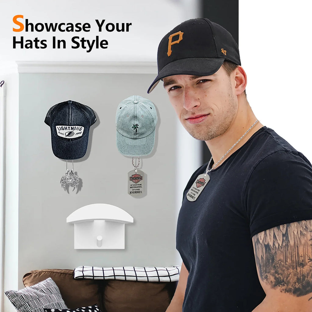 Baseball Cap Hooks Wall Mounted No Trace Hooks for Hat Necklace Headphone Storage Simple Design Home Accessories Wall Hooks