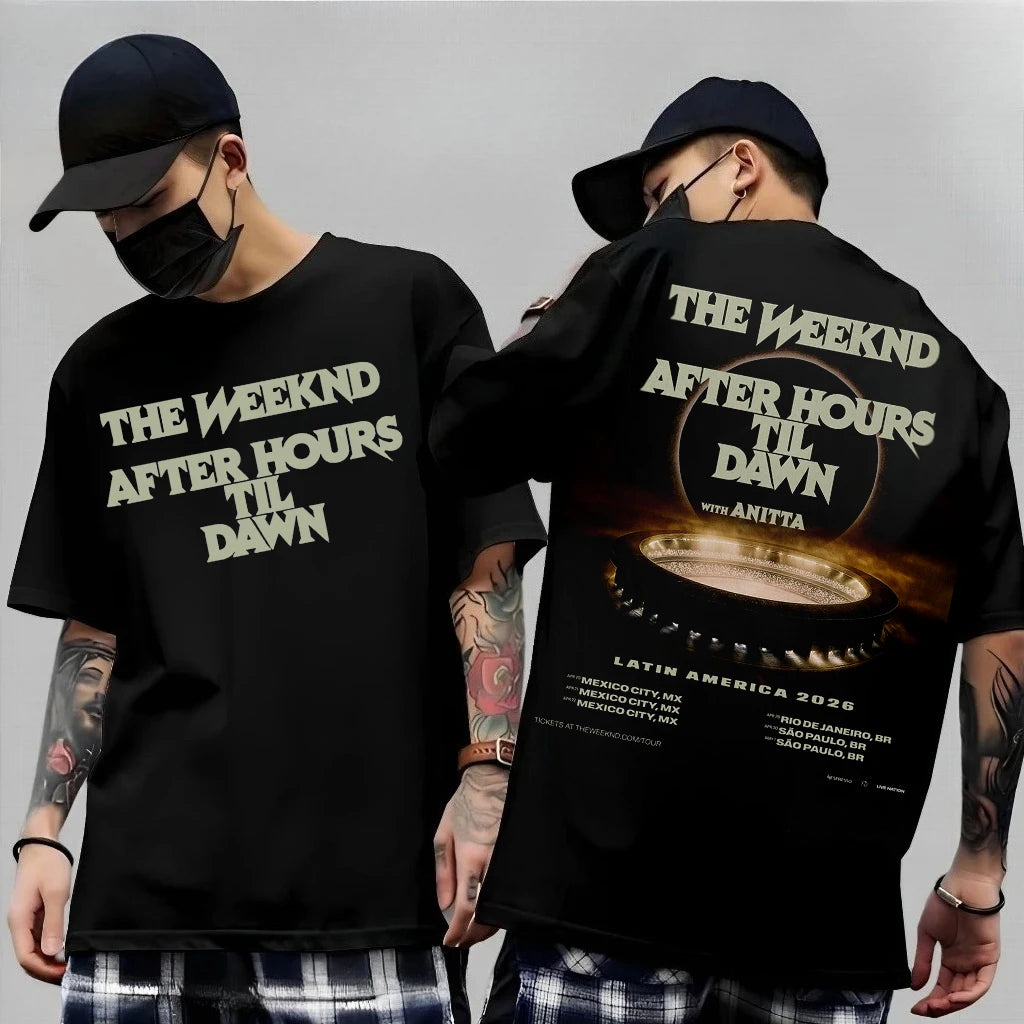 The Weeknd 2026 After Hours Til Dawn World Tour Cotton Short Sleeves T-shirt Gift For Fans Unisex S-3XL R&B Style Tee Tops