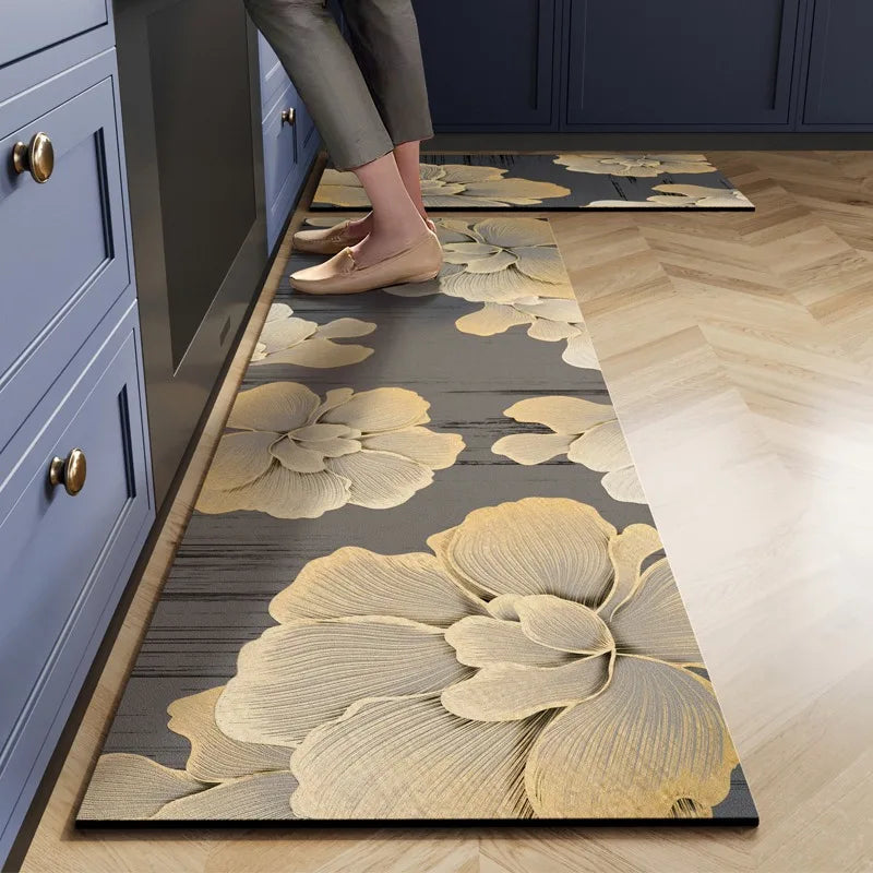 Light Luxury High-end Kitchen Floor Mat Waterproof  Oil-proof Dirty Resistant Home Carpet PVC Wear-resistant Rug  Ковер Tapis 러그