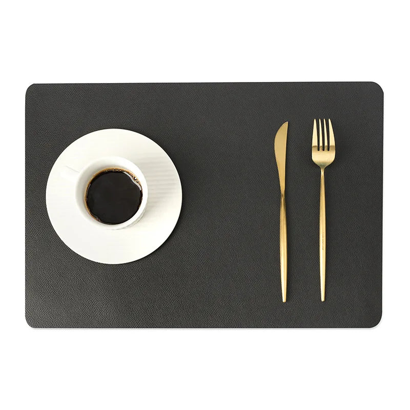 INS Nordic Solid Double Sides Leather Dining Mat Heat Insulation Placemat Home Waterproof Oil Proof Hotel Rectangle Pad