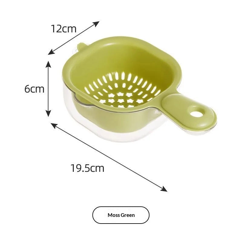 1pcs Dopamine Drainage Basket Fruit Washing Artifact Double-layer Food Grade Thick Wall Hanging Fruit Basket Kitchen