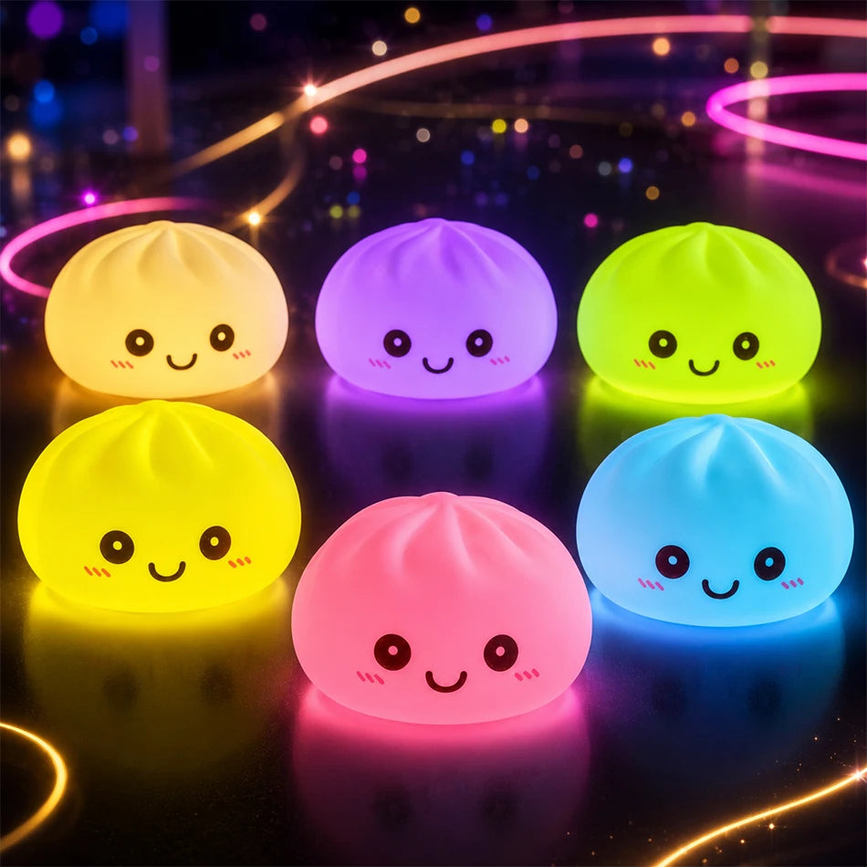 2027 New Dumpling Night Lights Glowing Dumplings Desktop Ornament Cute Glowing Dumpling Steamer Box Kawaii Dumpling Lights Gifts