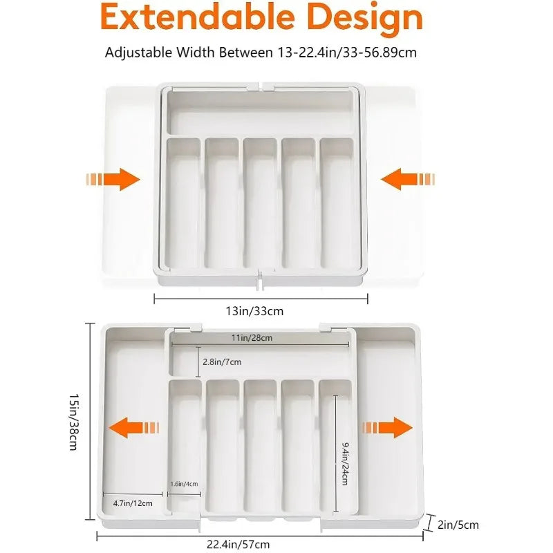 1Pcs Upgradation Adjustable Flatware Tableware Organizer – Plastic Multifunctional Drawer Organizer for Kitchen Counter Utensils