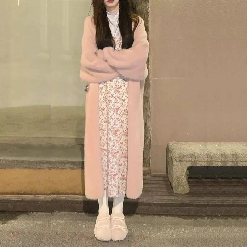white Long Cardigan for women 2026 new winter clothes Knitted fluffy long sleeve Cashmere sweater coat korean style warm vintage