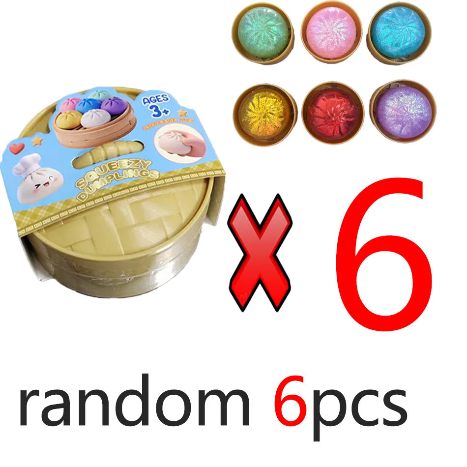 Glitter Dumpling Glitter Dumpling Squishy with Box Dumplings Sensory Squeeze Toy for Stress Relief