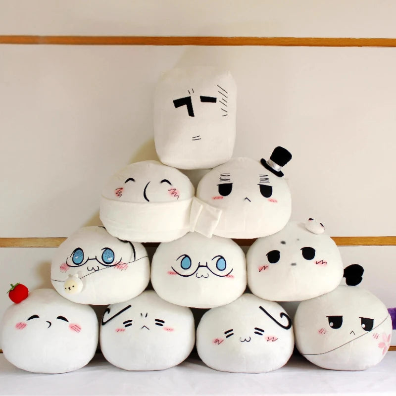 Classic Round Ball Shape Plush Pillow Toy Multi Expression Anime Character Stuffed Doll Role Play Decorative Plush Figurine Gift
