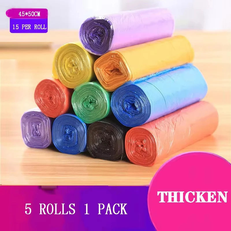 5rolls/pack Multiple Colors Portable Plain Garbage Trash Bag Garbage Can Liners For Bathroom Restroom Bedroom Office Toilet