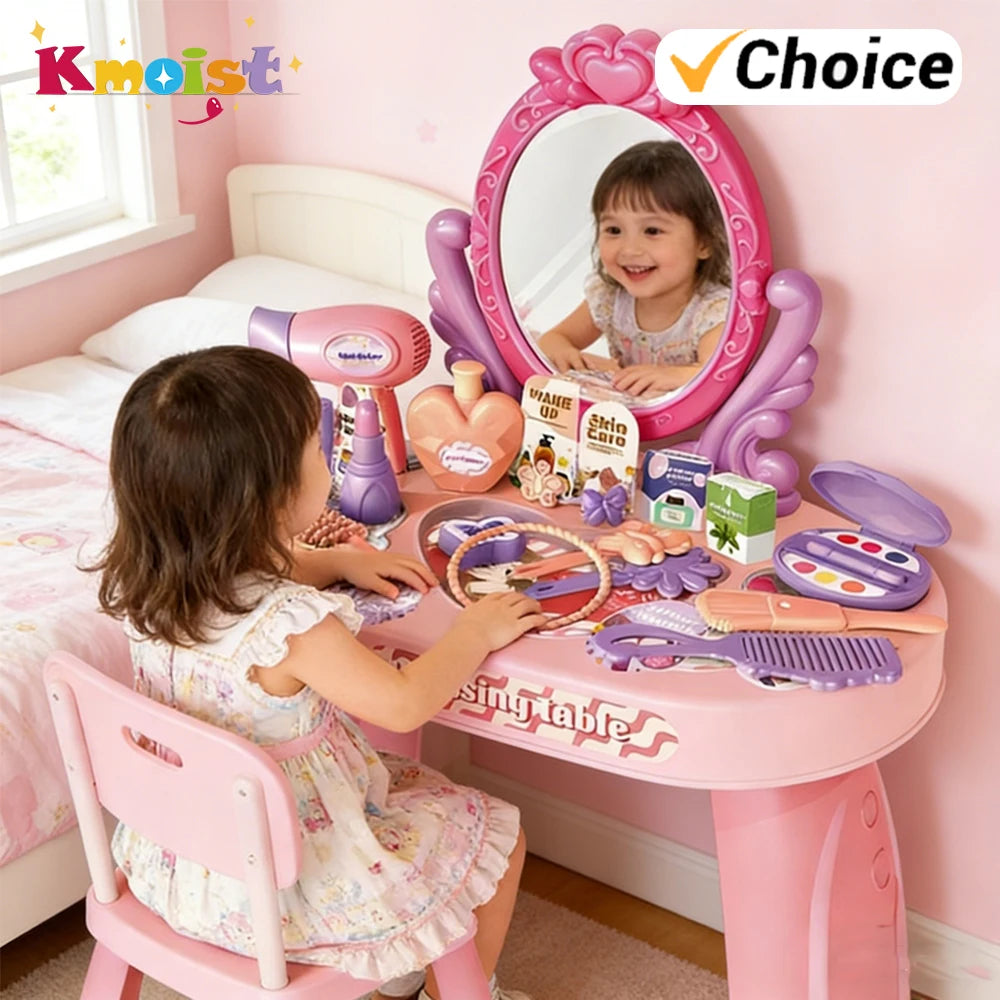 Play House Toy Simulated Dressing Table Diy Table and Stickers Girls Children'sPretending Makeup Toys for Kids New Year Gifts