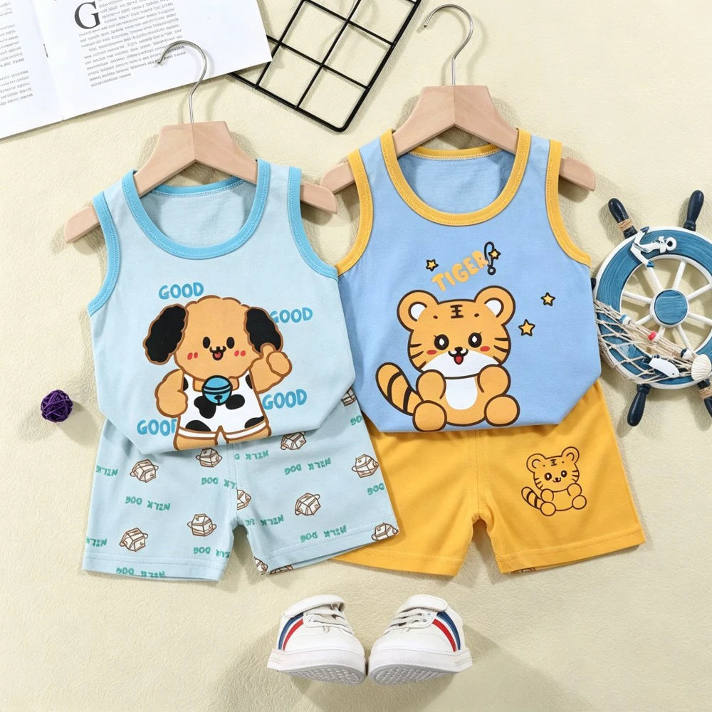 Fashion Kids Clothes Boys Girls Sets Top Shorts 2PCS 100% Cotton Soft Summer Children Baby Cloths T-shirt Shorts Toddler Suit