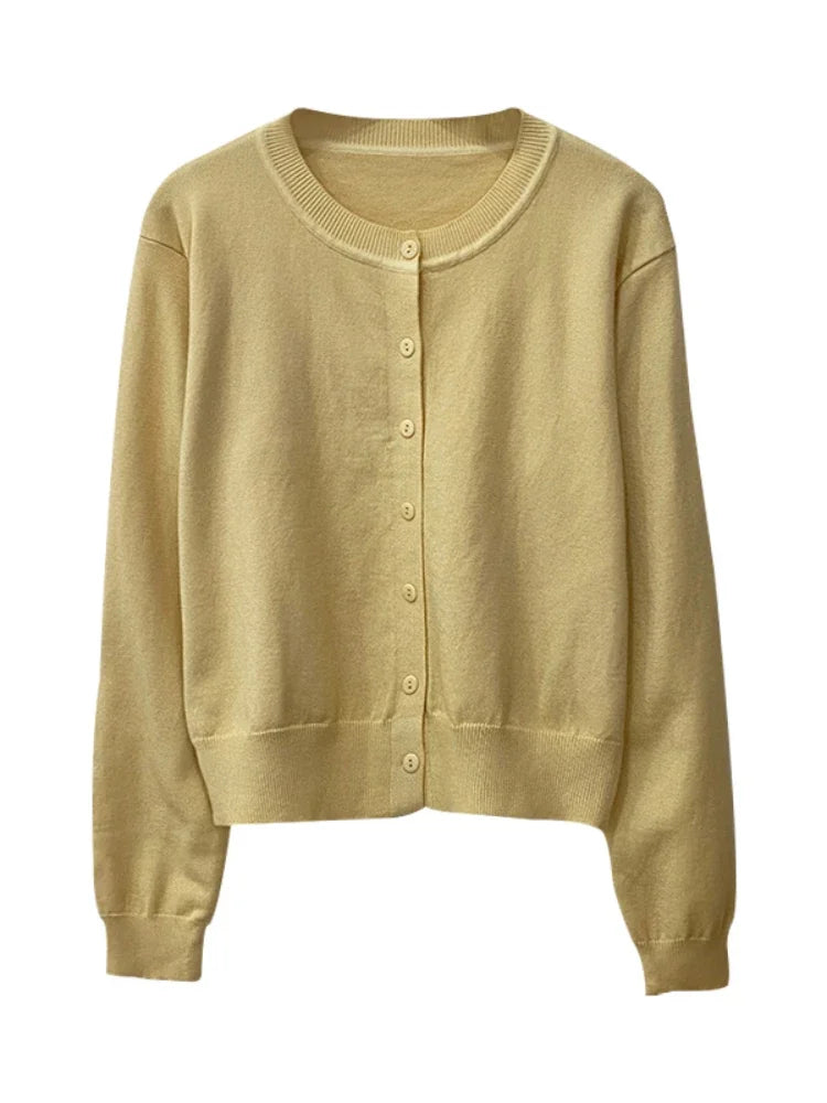 Women's Long Sleeve 2026 Cardigan O Neck Button Down Knit Lady Spring Autumn Knitted Single-breasted Cardigan Sweaters