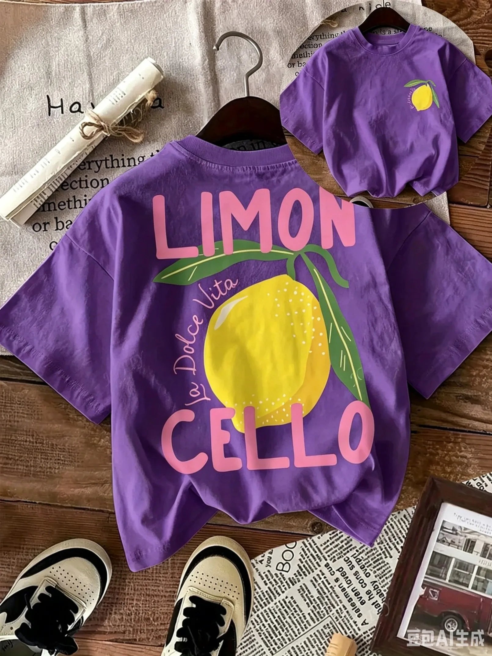 New Summer Cotton T-Shirt for Kids, Daily Casual Style, Breathable and Comfortable, Short-Sleeved, with a Cartoon Lemon Print.