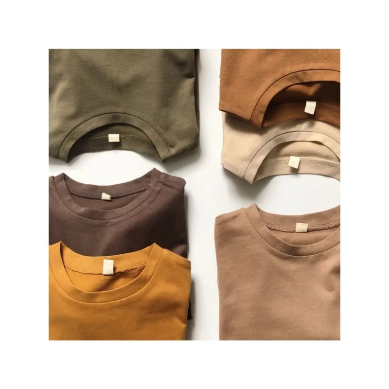 100%Cotton Unisex Children Boys Girls Toddler T-shirts Full Sleeve Kids Tees