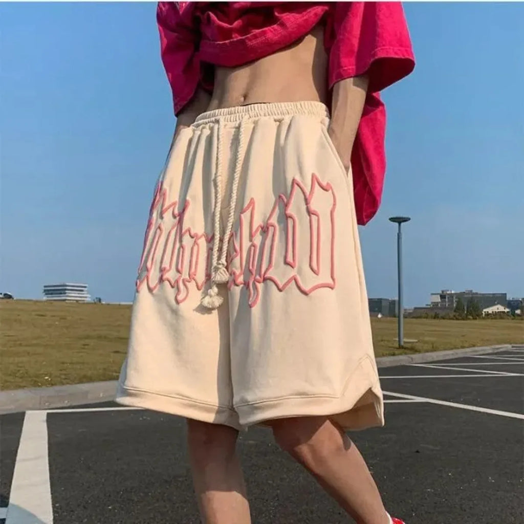 Casual Y2k Summer Women and Men Clothing Goth Letter Pants Harajuku Oversize Sweat Gym Shorts Korean Streetwear Sportswear Short
